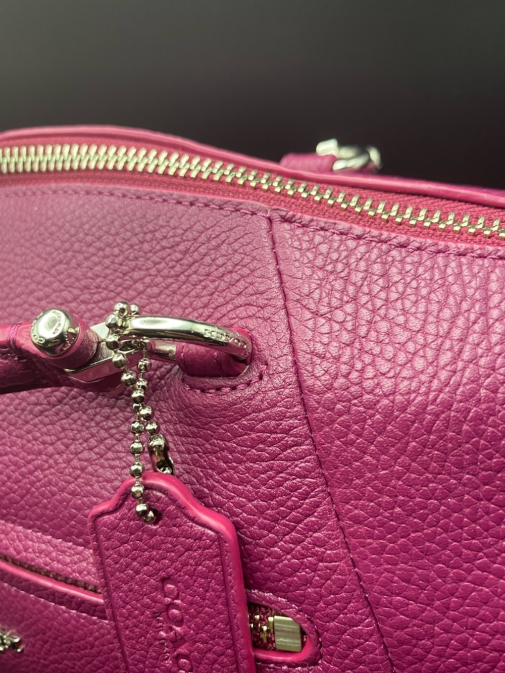 Gorgeous Magenta Colored Pebbled Coach Bag - Picture 7 of 16